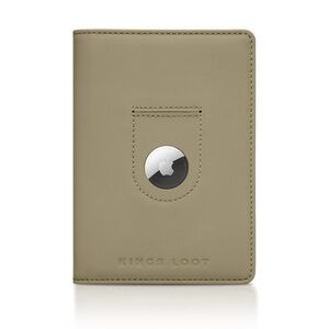 Kings Loot leather Passport Wallet with Airtag Holder - olive silk leather